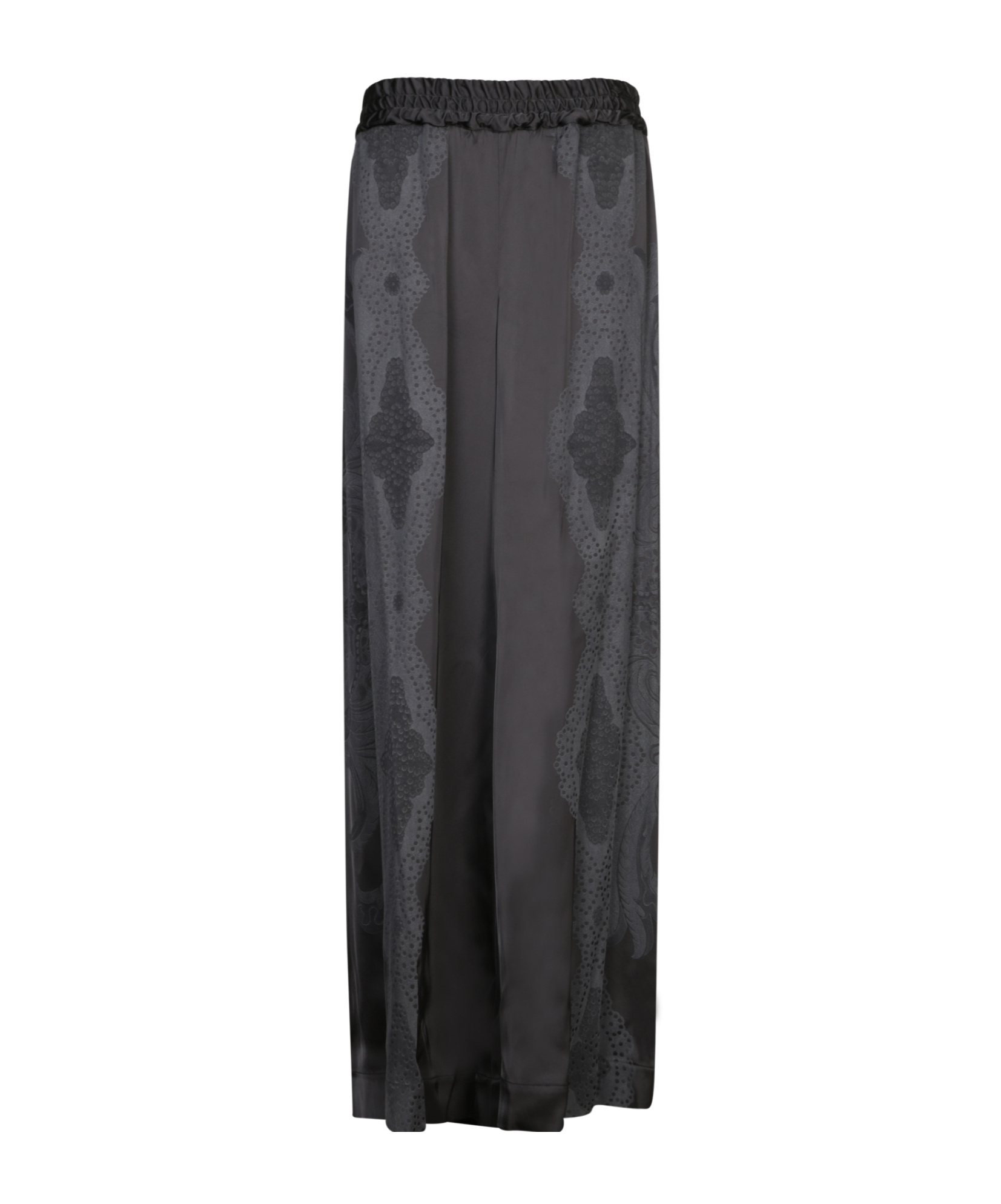 La Doublej La Double J Wide-leg Black Trousers With Pattern In Black