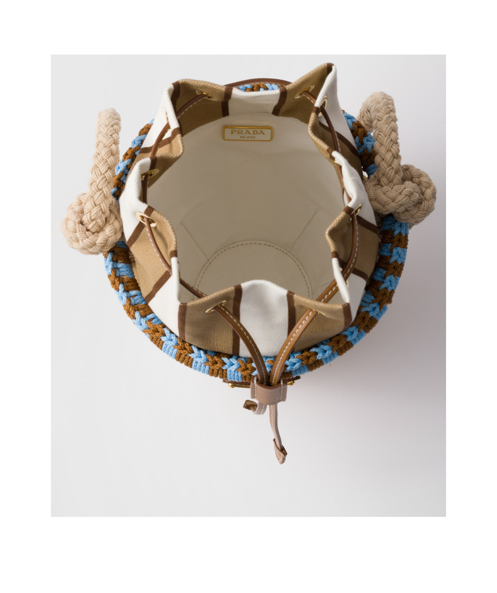Prada Wicker Mini Bucket Bag