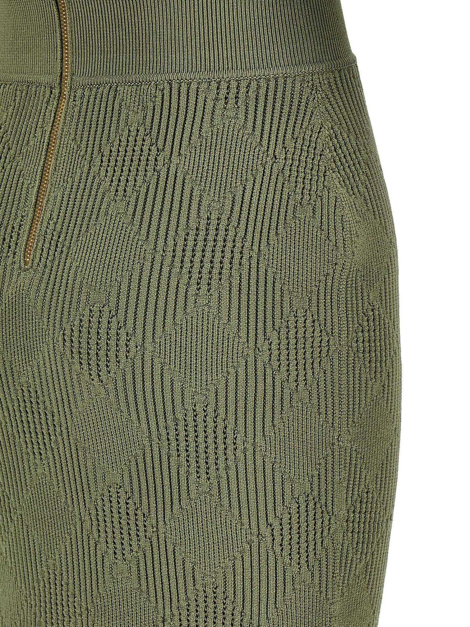 Balmain Gingham Knitted Midi Dress In Green