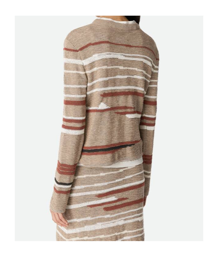 Bottega Veneta Striped Jacquard-knit Linen And Cotton-blend Sweater In Brown