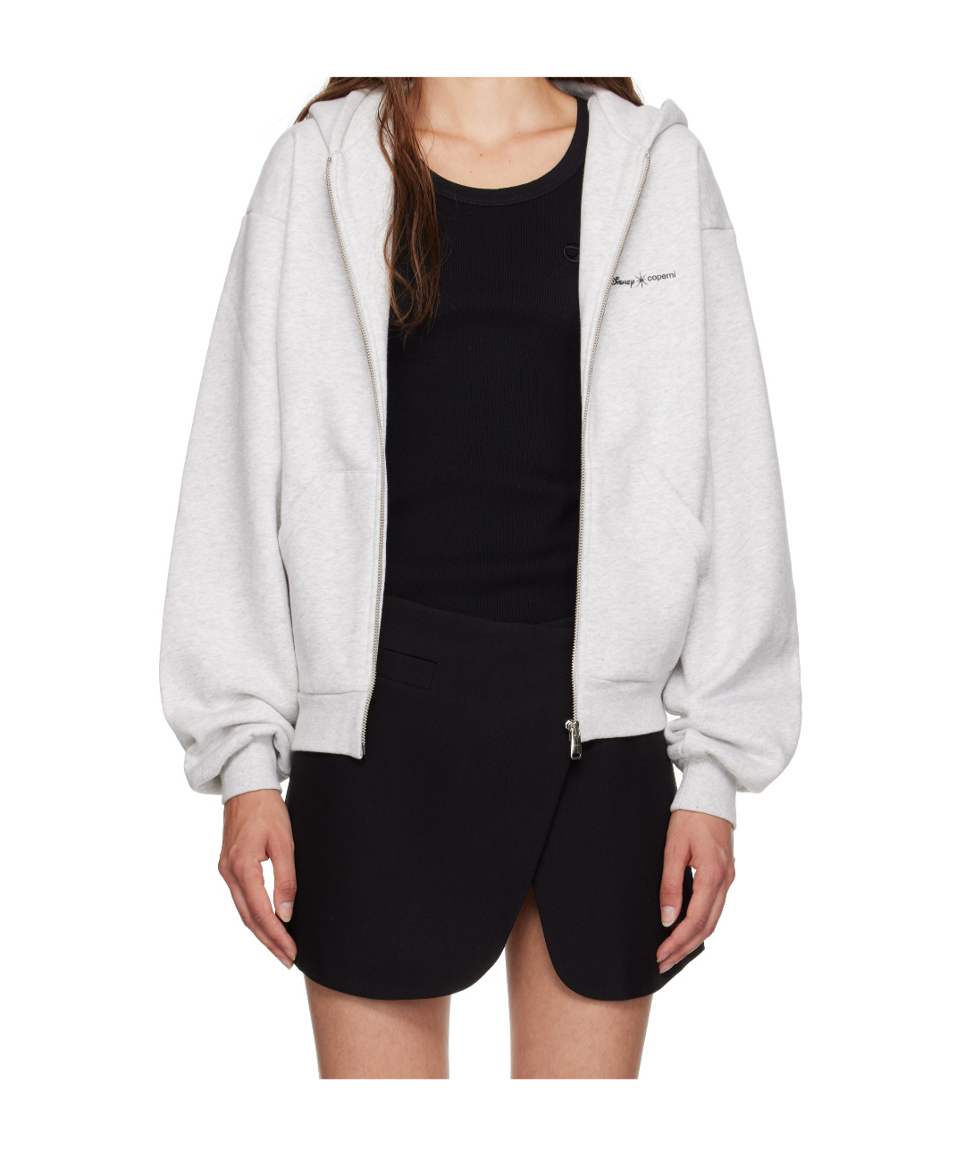 Coperni X Disney Crown Zip-up Hoodie In Gray