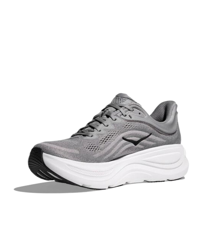 Hoka Bondi 9 Grey Low Top Sneakers With Maxi Logo Lettering On The Side In Tech Fabric Unisex In Gray