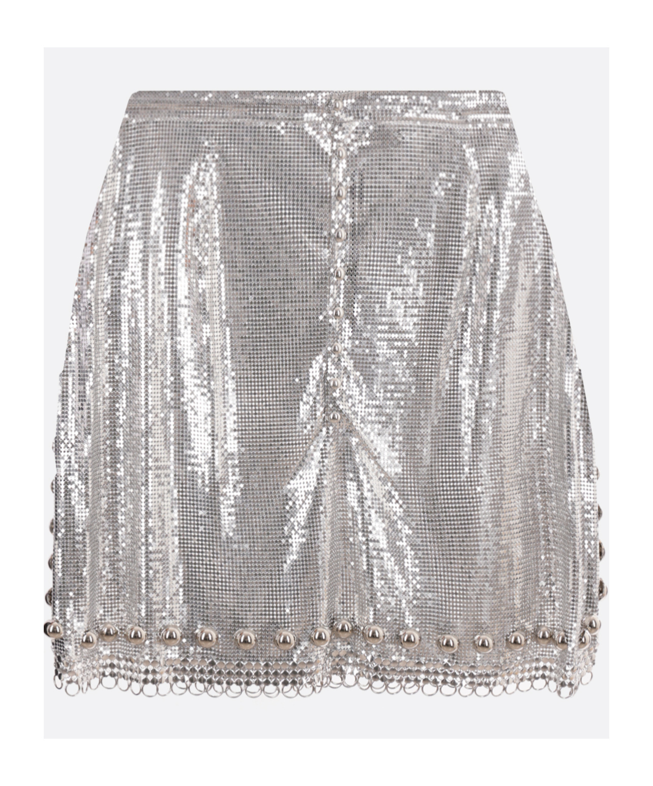 Shop Rabanne Stud-embellished Mini Skirt In Gray