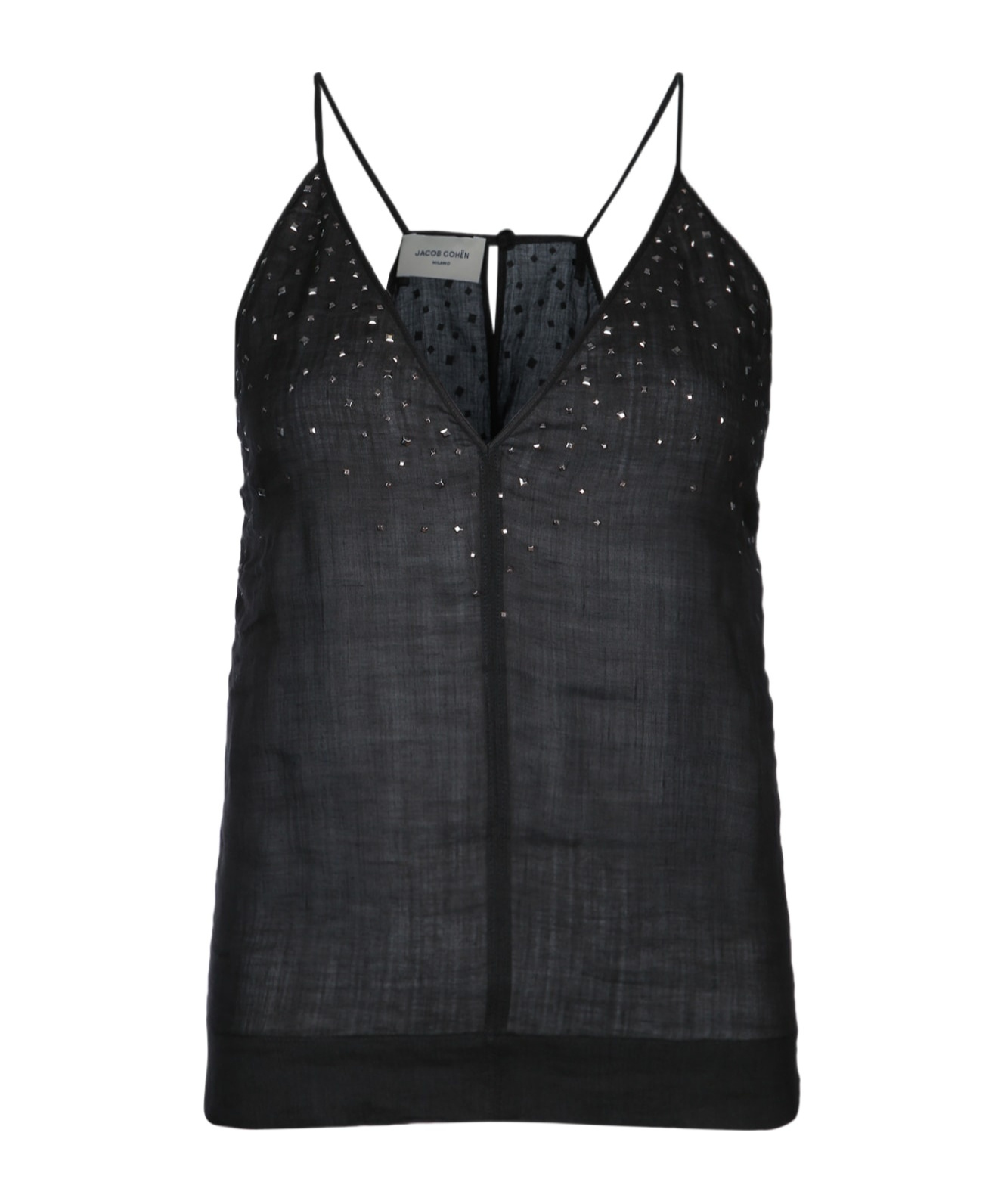 Jacob Cohen Studded Thin Strap Camisole In Black