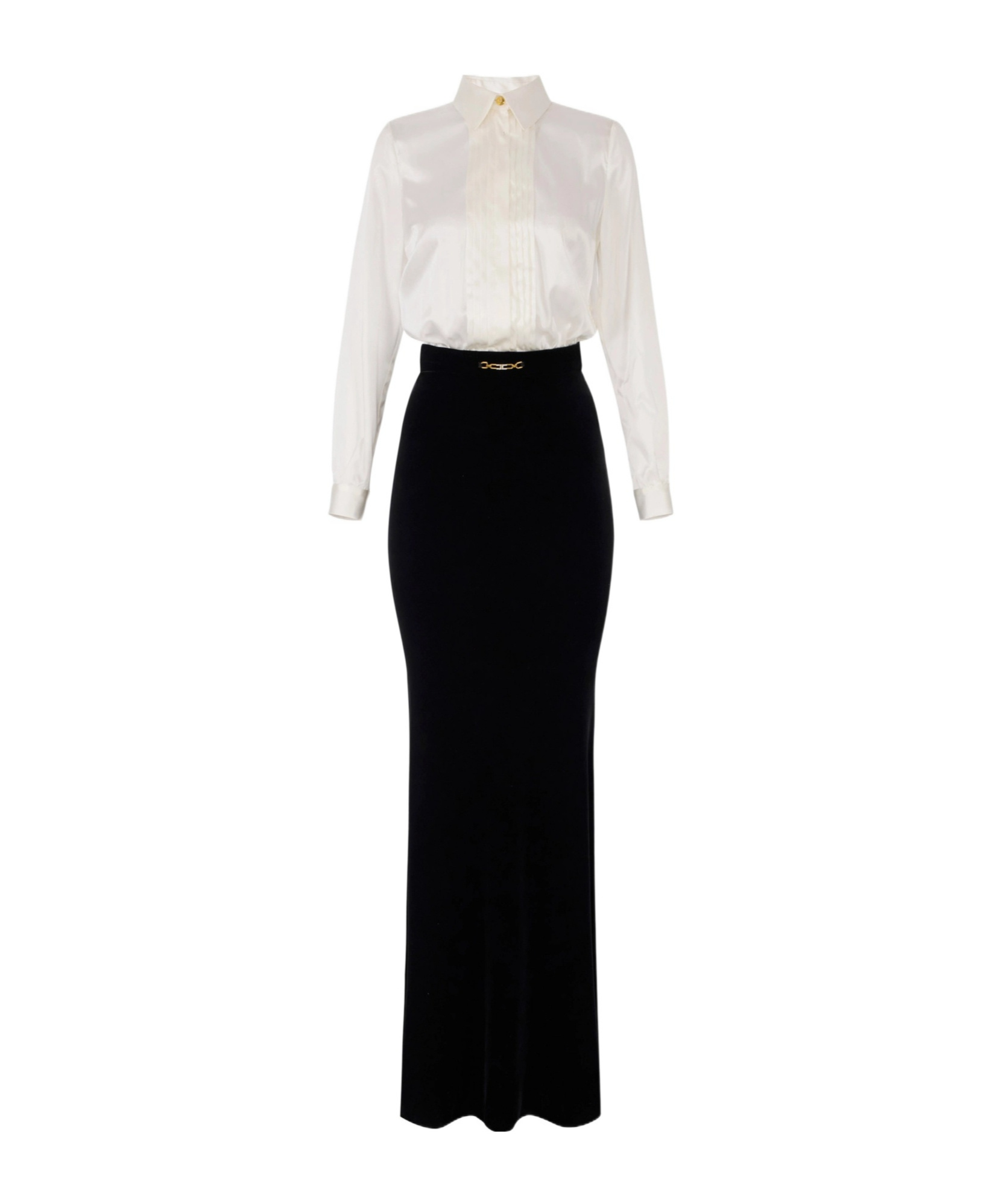 Elisabetta Franchi Pleated-front Maxi Dress In Black
