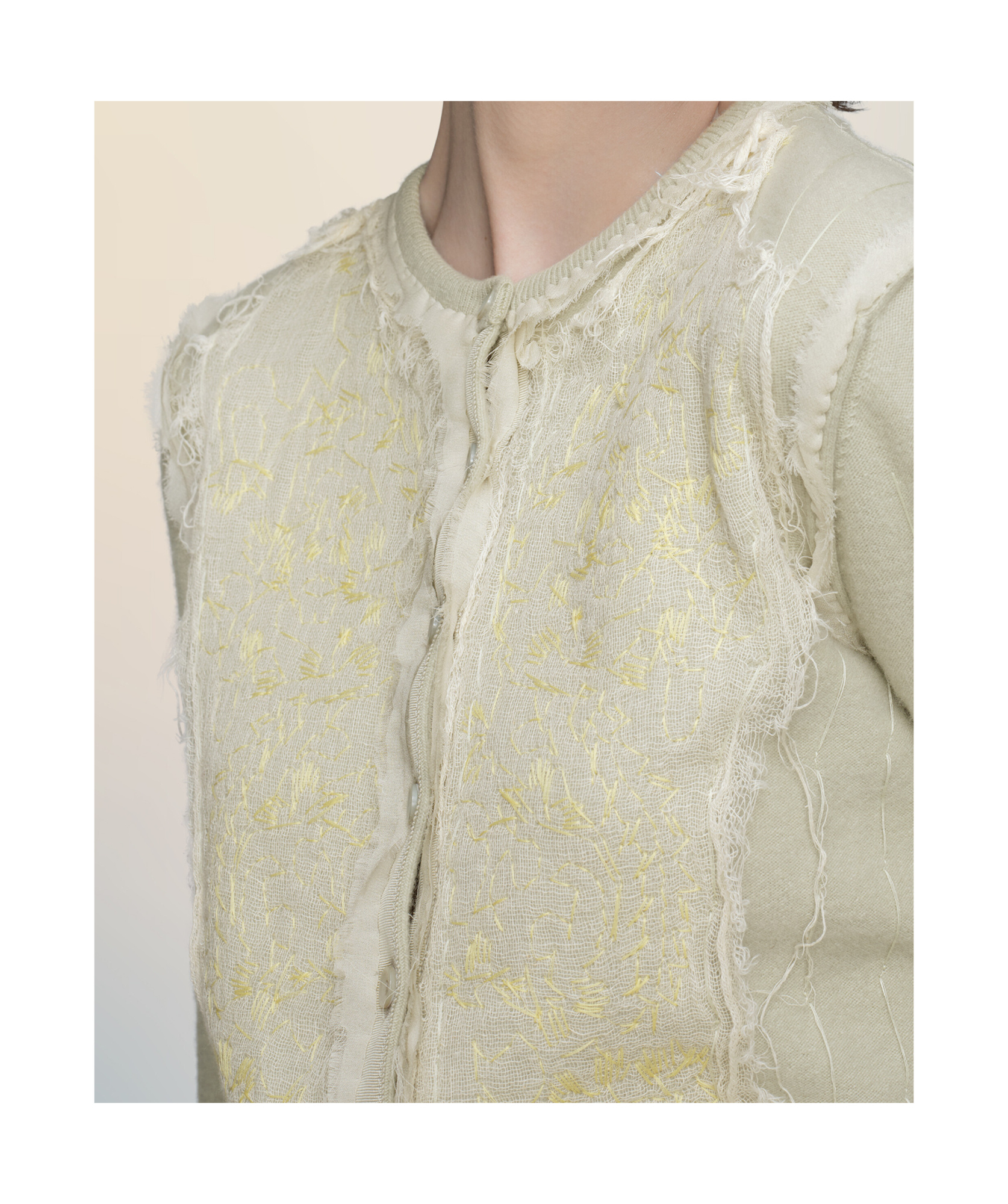 Maison Margiela Frayed Cardigan In Neutral