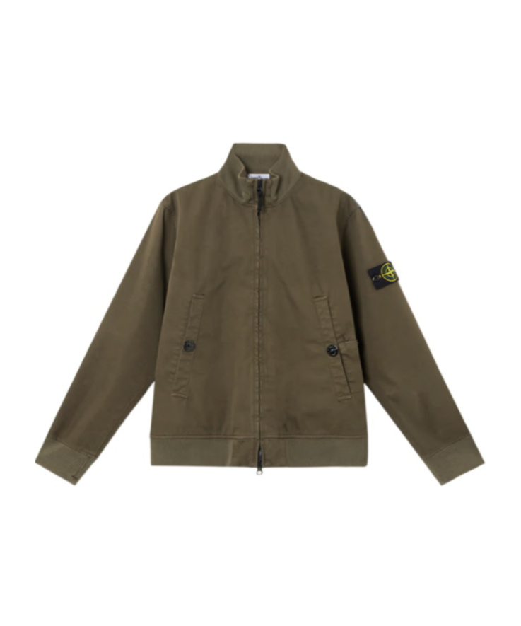 Stone Island Compass-patch Bomber Jacket In Military Green