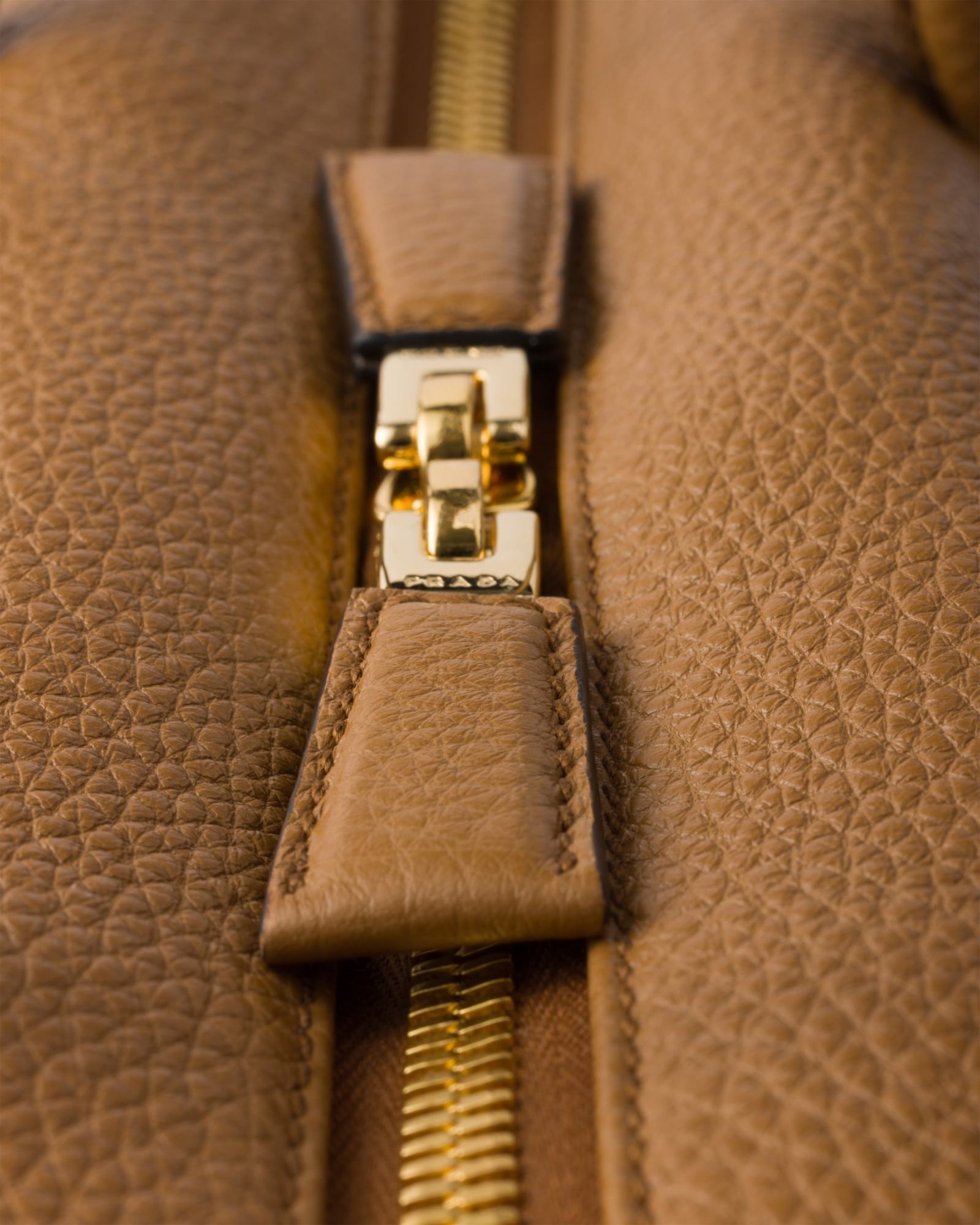 Prada Large Leather Top-handle Bag In Caramel