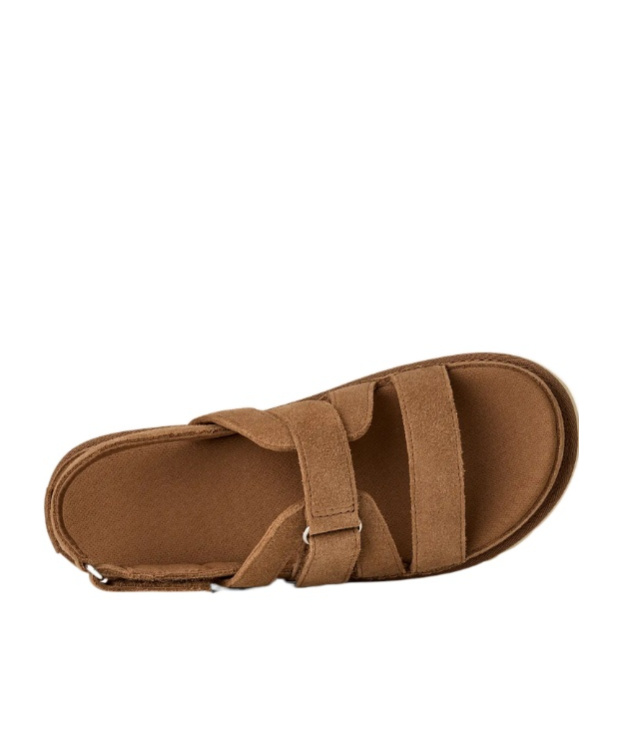 Ugg Goldenstar Flat Slingback Suede Sandals In Brown