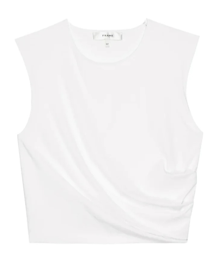Frame Twist Detail Vest In White