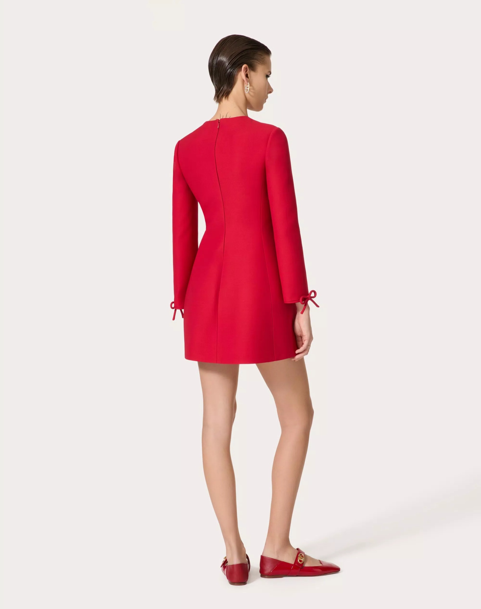 Valentino Crepe Mini Dress In Red