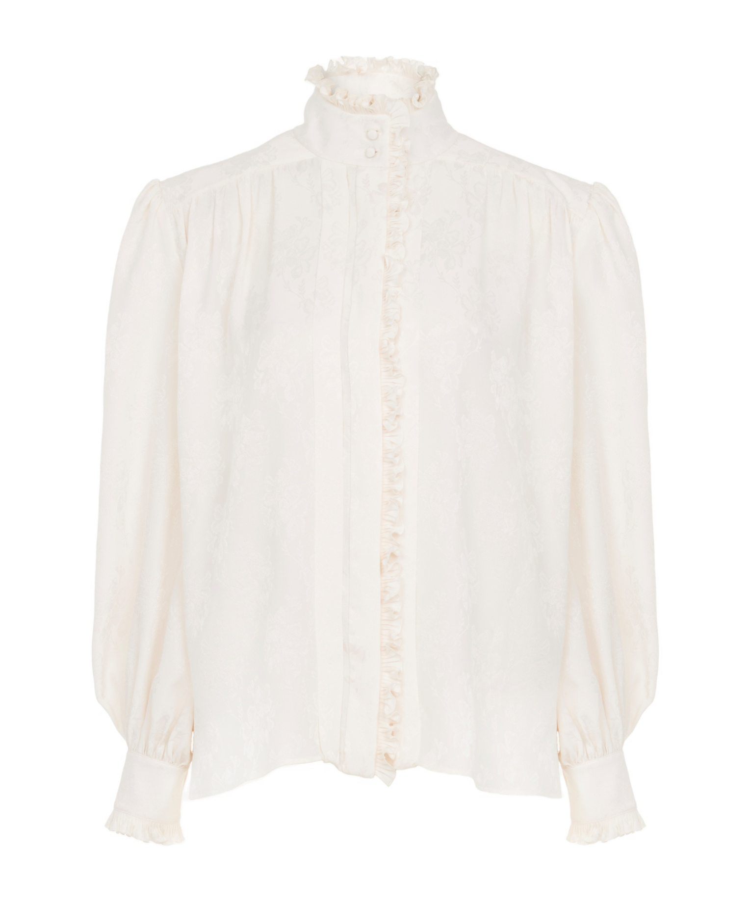 Chloé Ruffled Silk Jacquard Shirt In Neutral