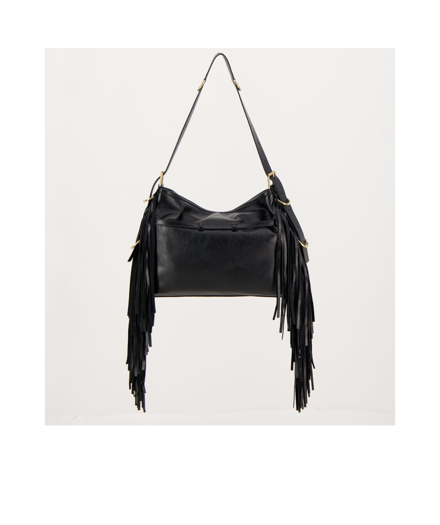Givenchy Voyou Medium Shoulder Bag In Fringe Leather In Black