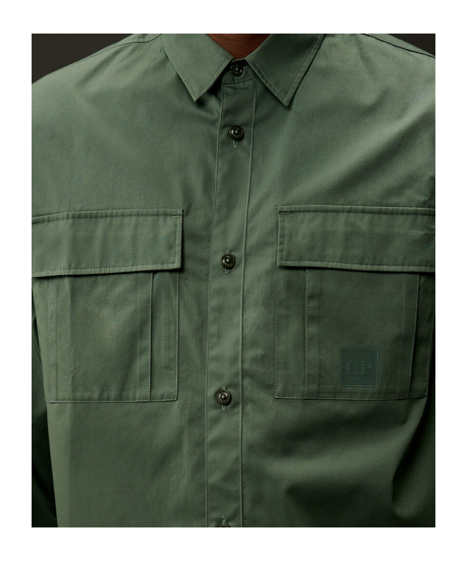C.p. Company Cotton Ripstop Lens Overshirt In Green