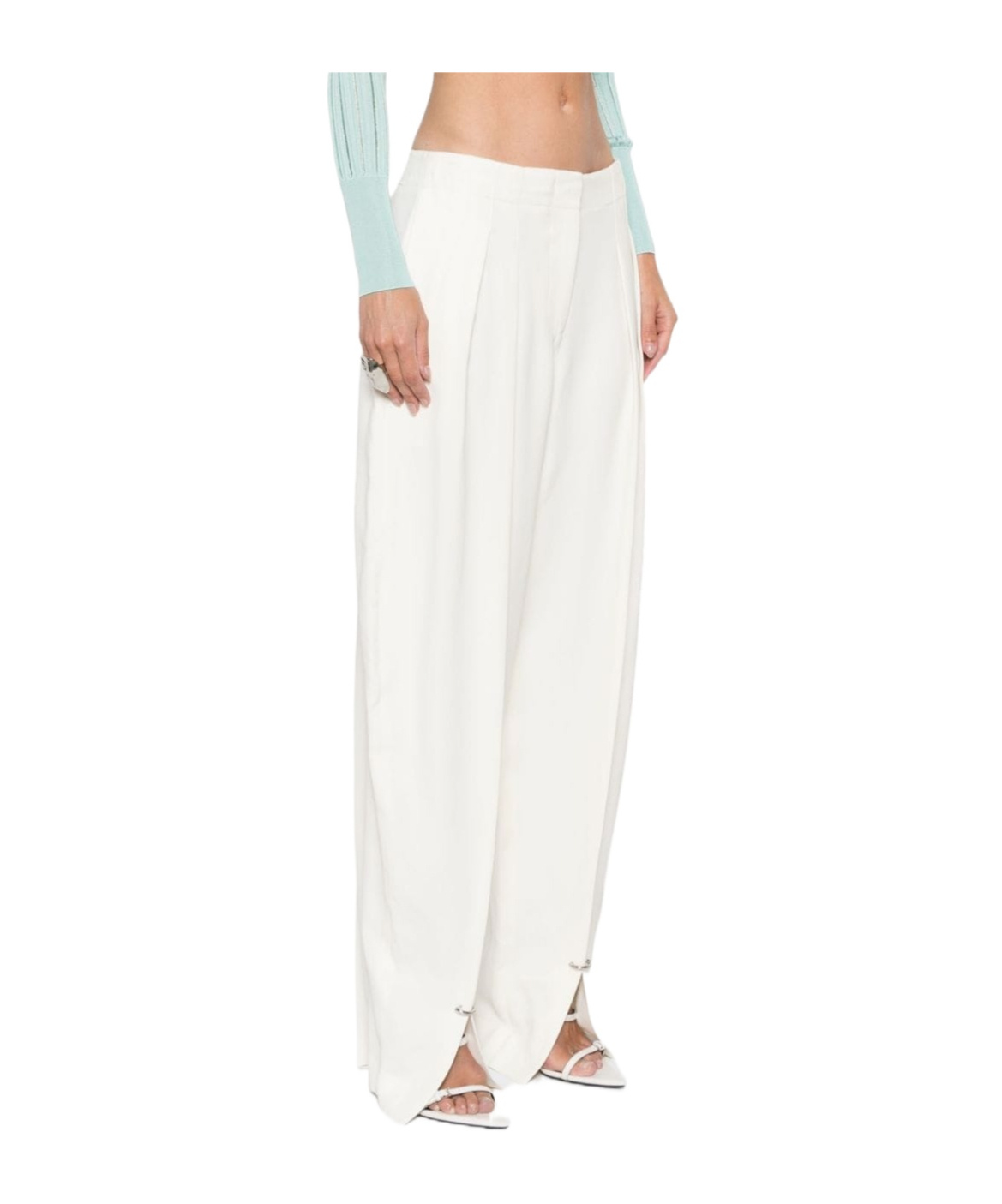 Mugler Pierced Tailored Trousers In White