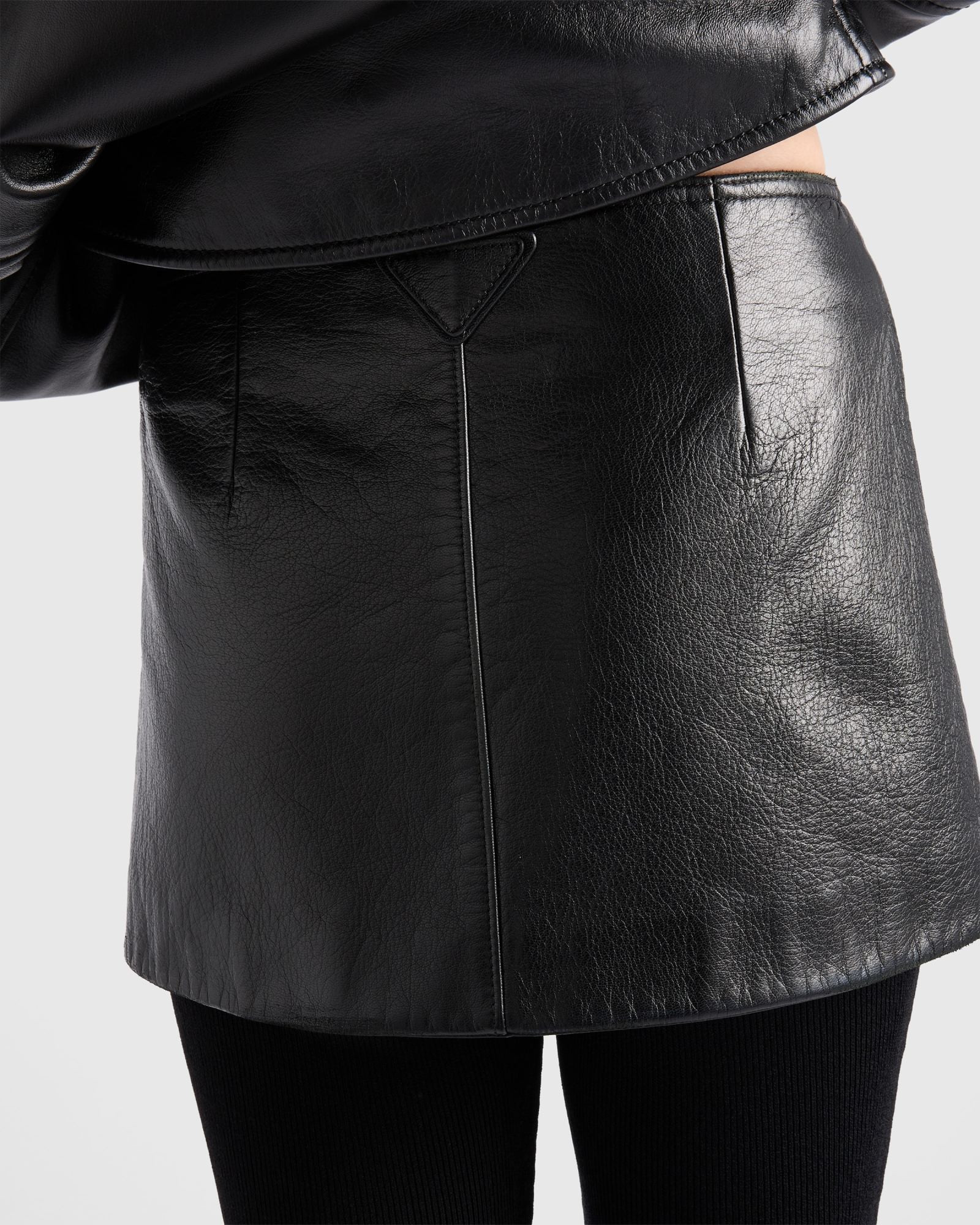 Prada Leather Mini Skirt In Black