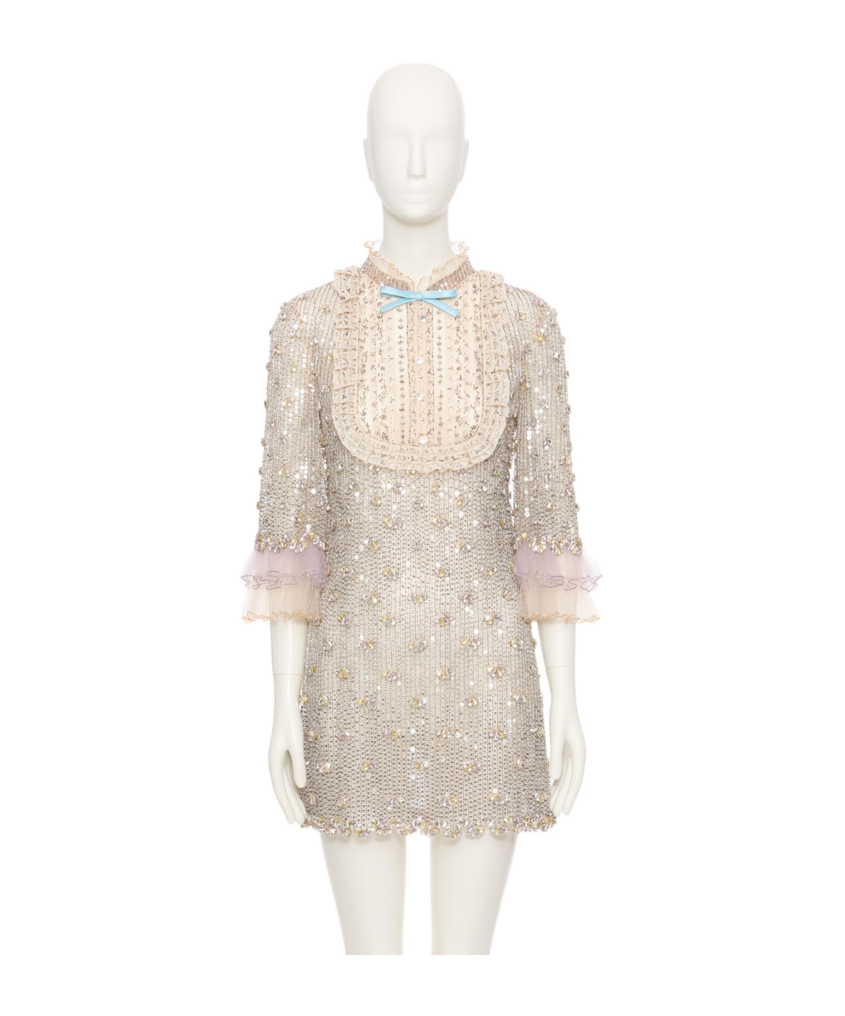 Valentino Three Quarter Sleeve Dress In Brown