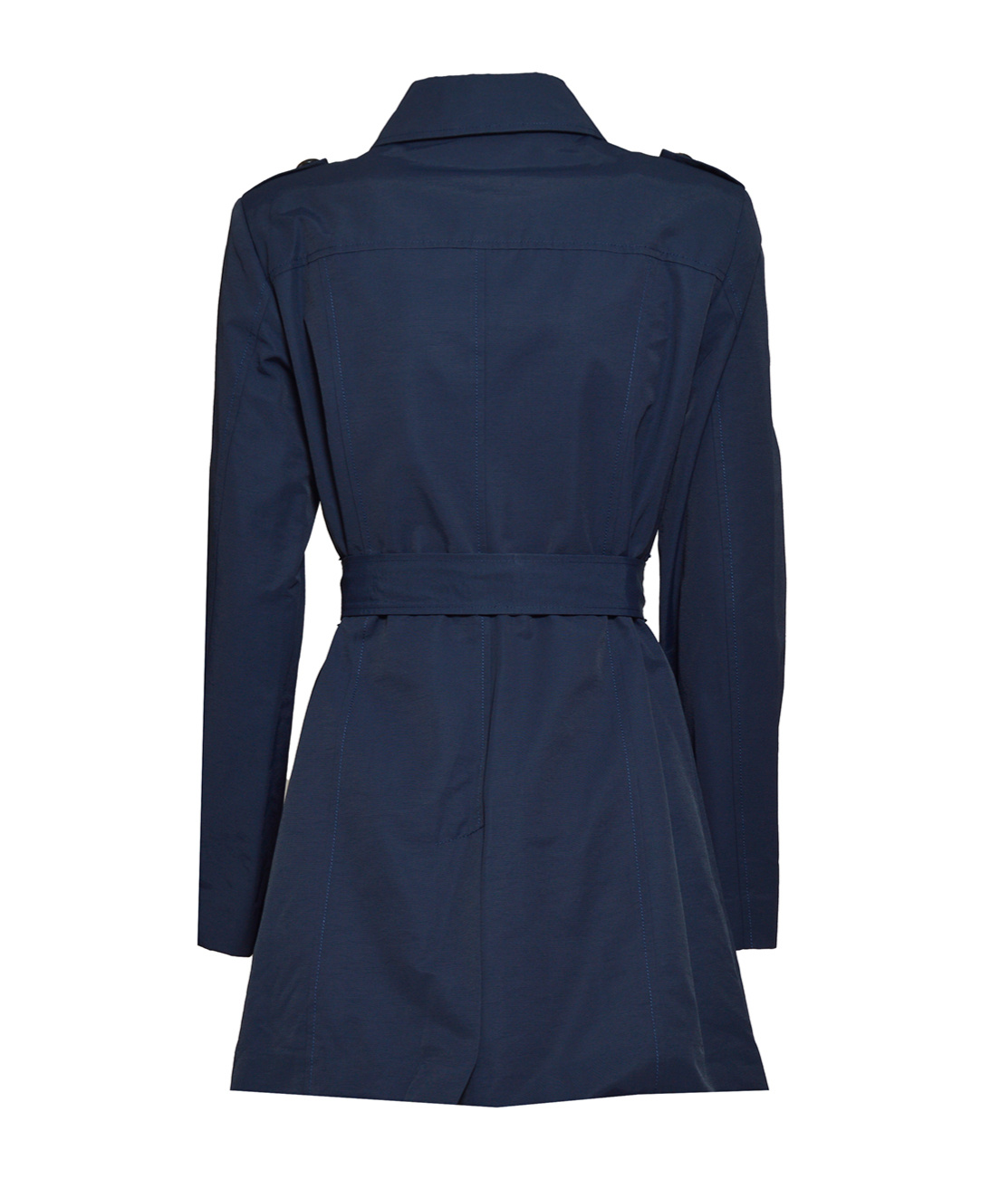 Maxco. Belted Double-breasted Coat In Blue