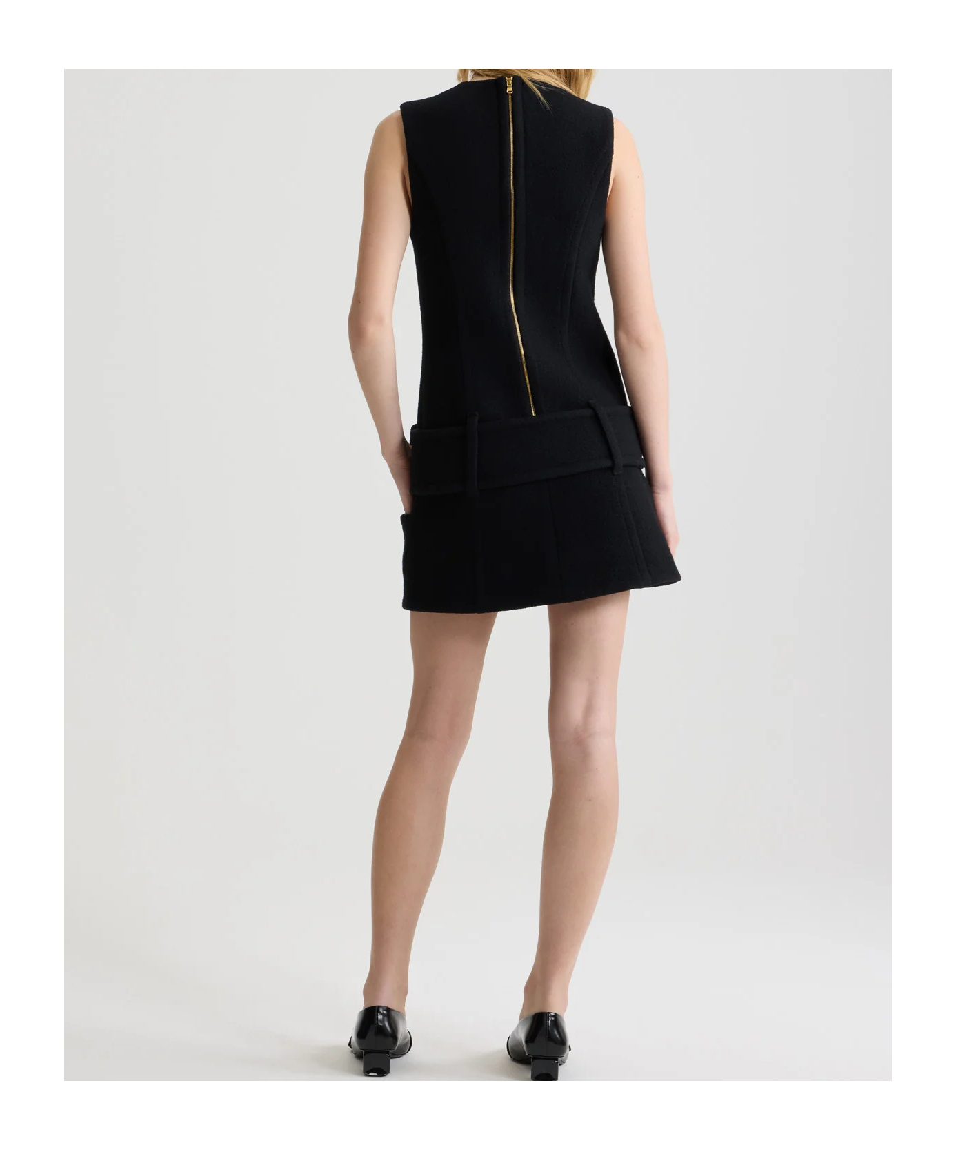 Patou Boiled Wool Mini Dress In Black