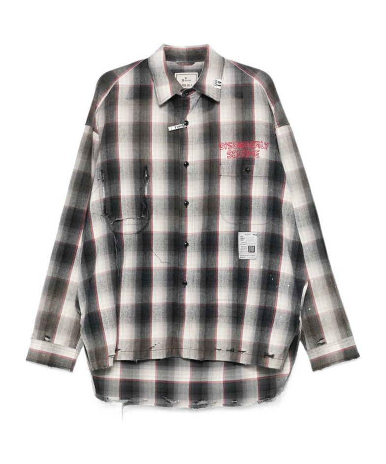Miharayasuhiro Maison Mihara Yasuhiro Grey Checked Shirt With Distressed Finish In Gray