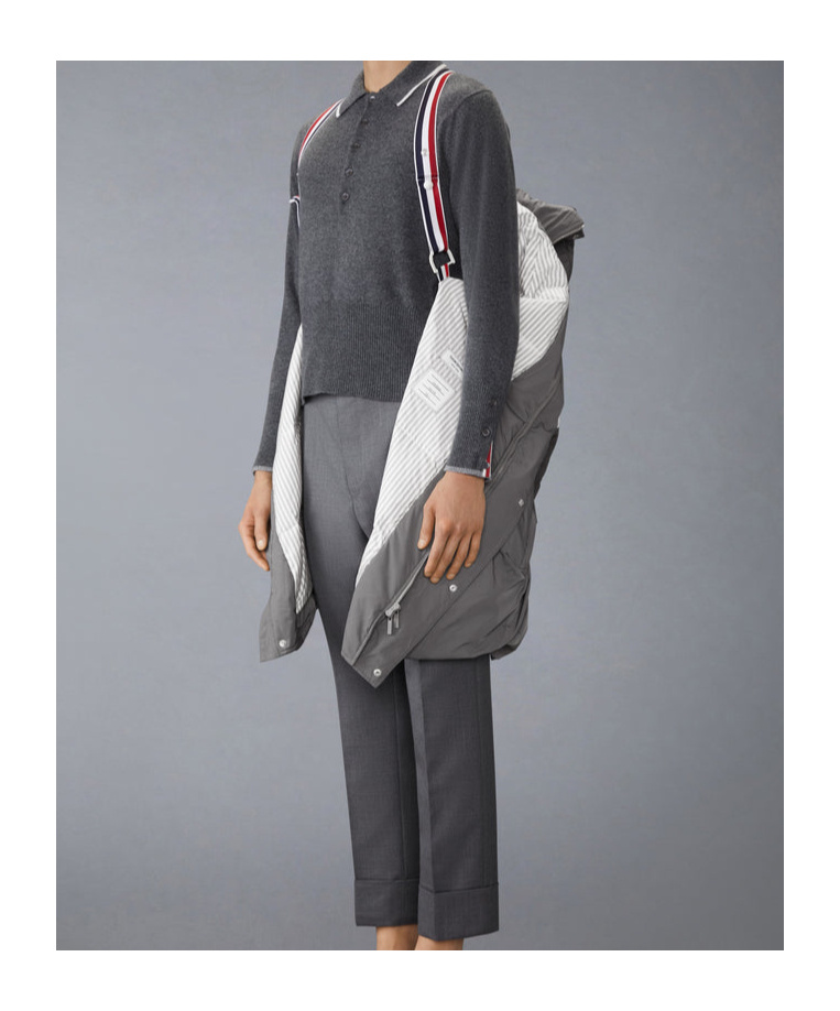 Thom Browne Poly Twill 4-bar Hooded Down Parka With Belt Clothing In Gray