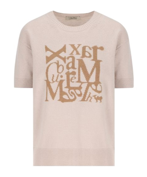 Max Mara 's  Logo Intarsia Crewneck Top In Nude