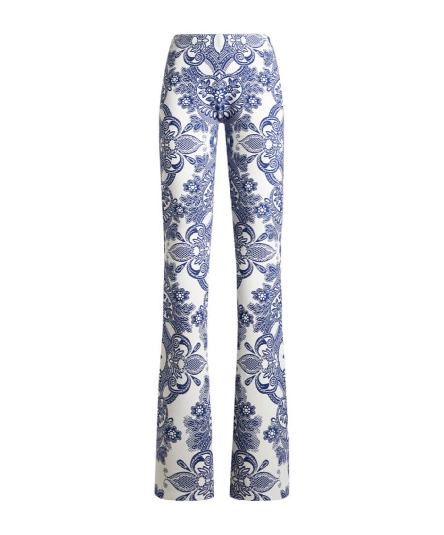 Etro Knit Trousers With Lace Motif In Gray