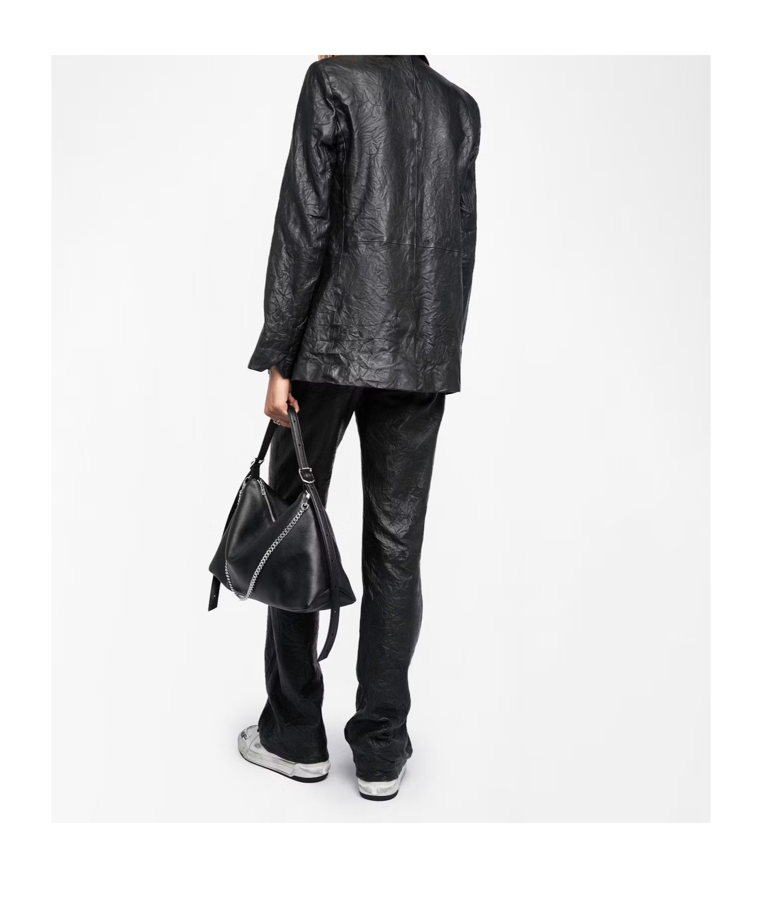 Zadig & Voltaire Long-sleeved Leather Jacket In Black