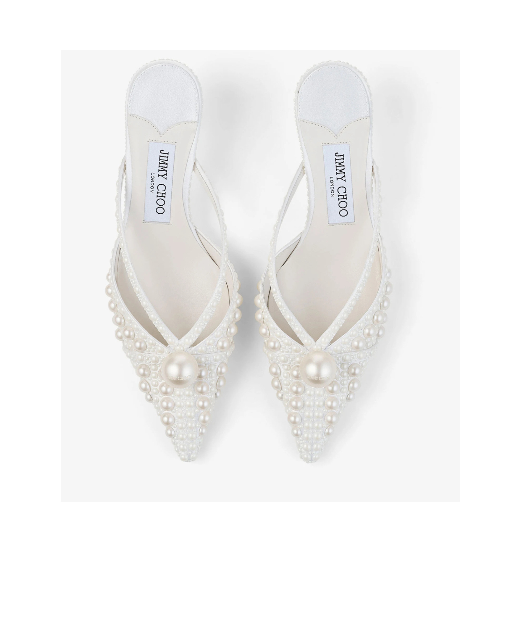 Jimmy Choo 50mm Sana Pearl-embellished Pointed-toe Mules In White