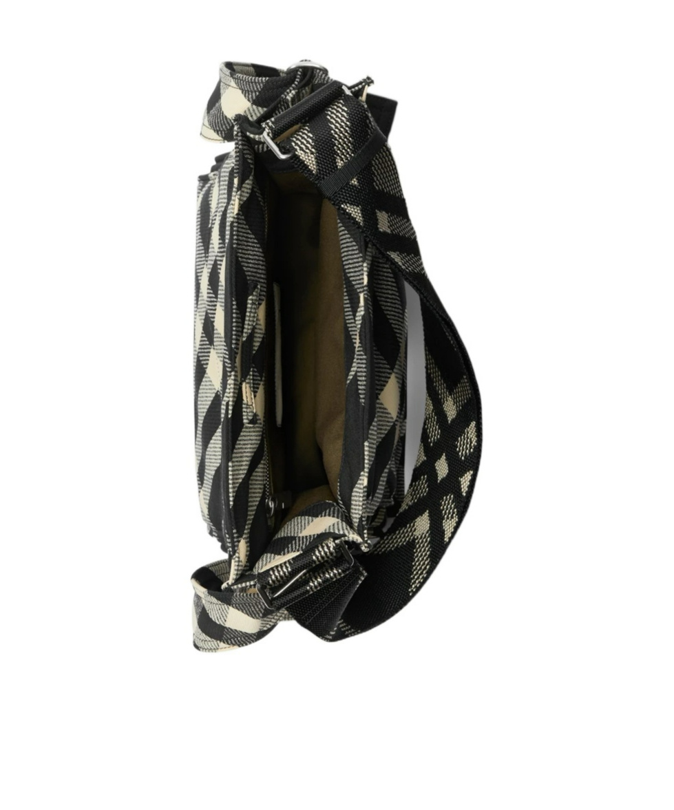 Burberry Trench Checked Crossbody Bag In Black