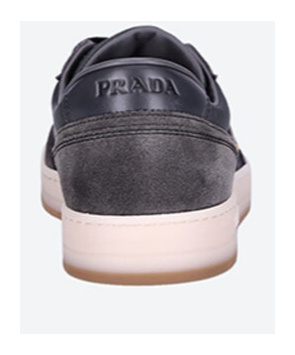 Prada Enamel-triangle Suede Sneakers In Black