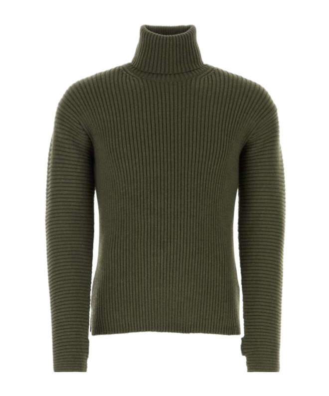 Kenzo High Turtleneck Embroidered Jumper In Green