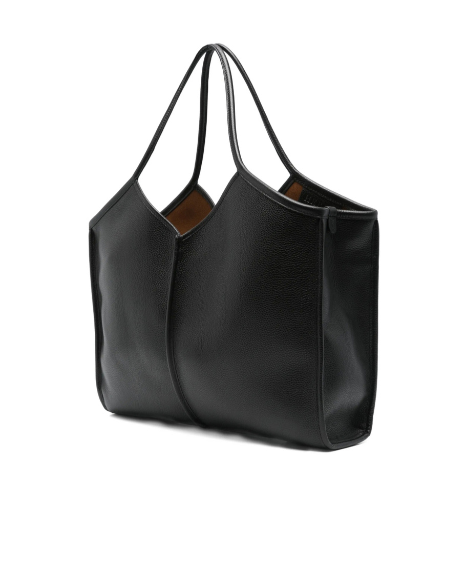 Hereu Calella Leather V-shaped Top Handle Tote Bag In Black