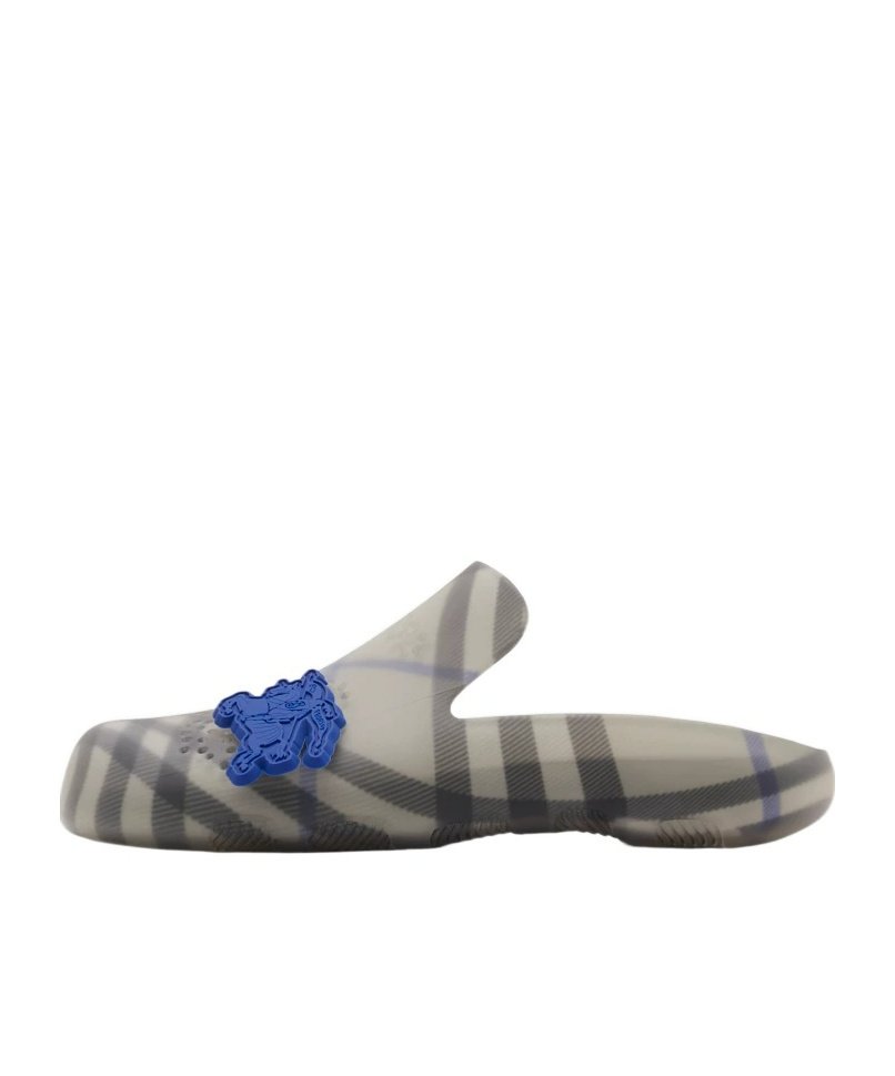 Burberry Checked-lining Stingray Rubber Clogs In Gray