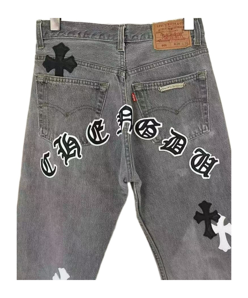 Chrome Hearts Belt Loops Casual Pants In Gray