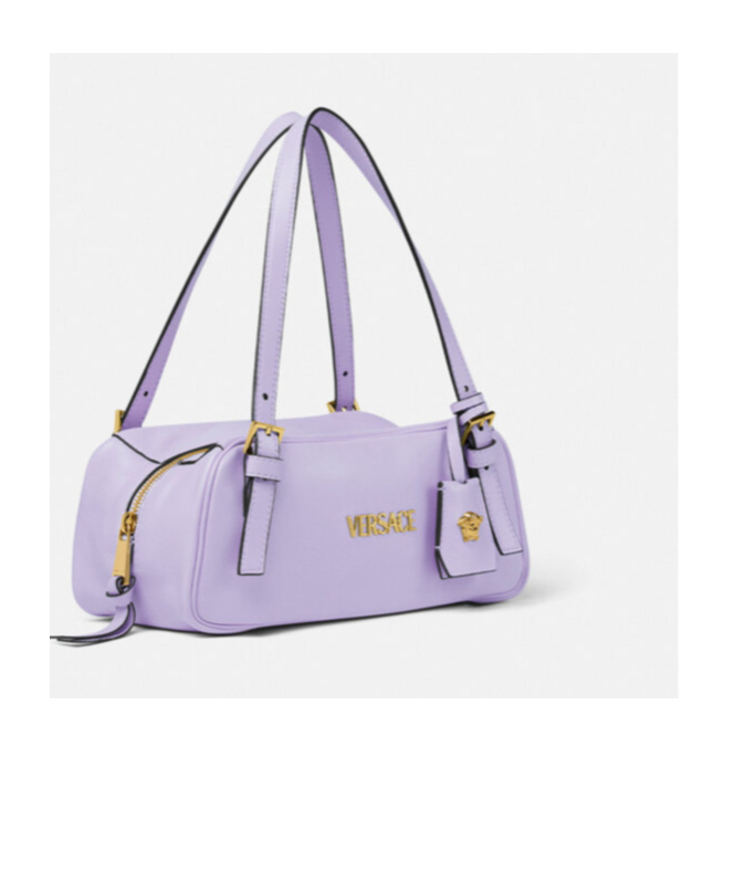 Versace Tag Bowling Shoulder Bag In Purple