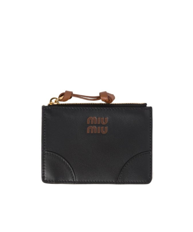 Miu Miu Logo Zipper Clip In Black