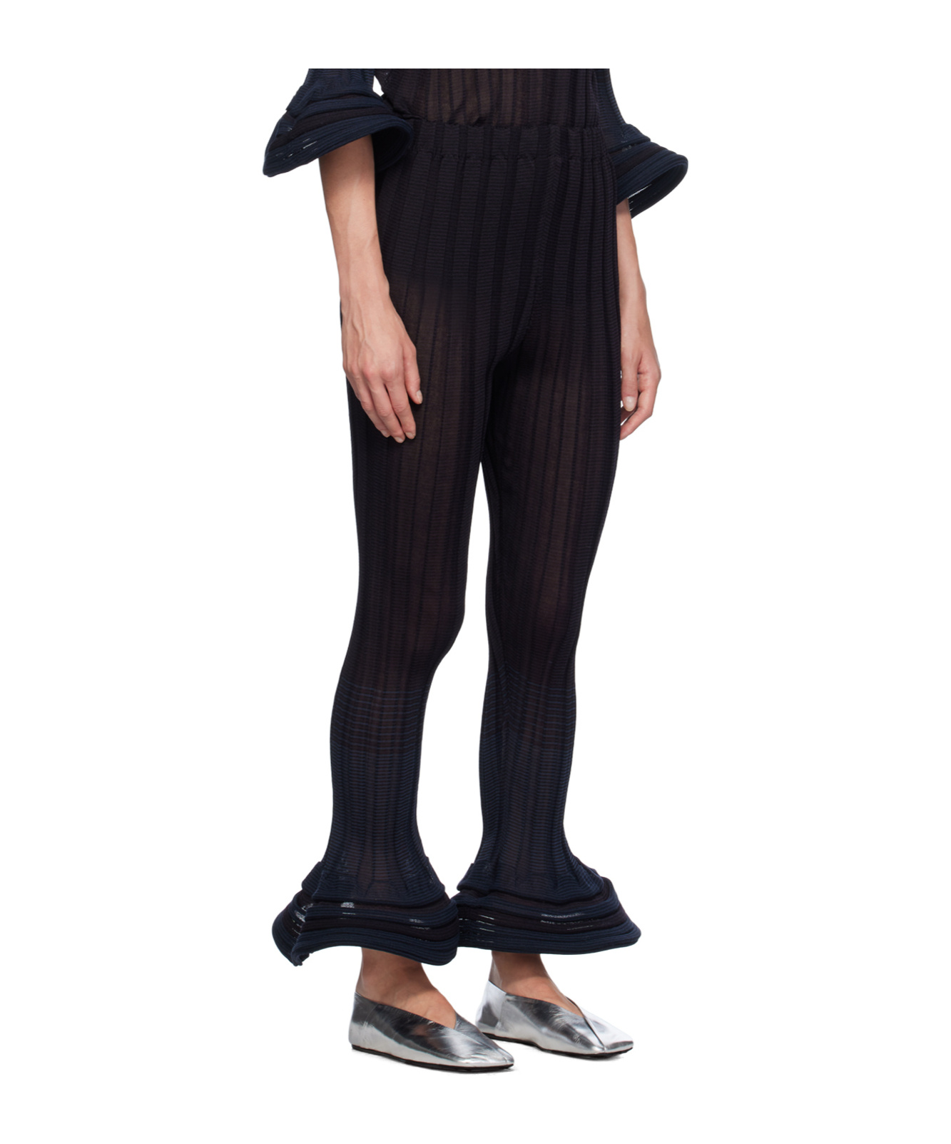 Issey Miyake Asagao Jacquard Striped Casual Pants In Black