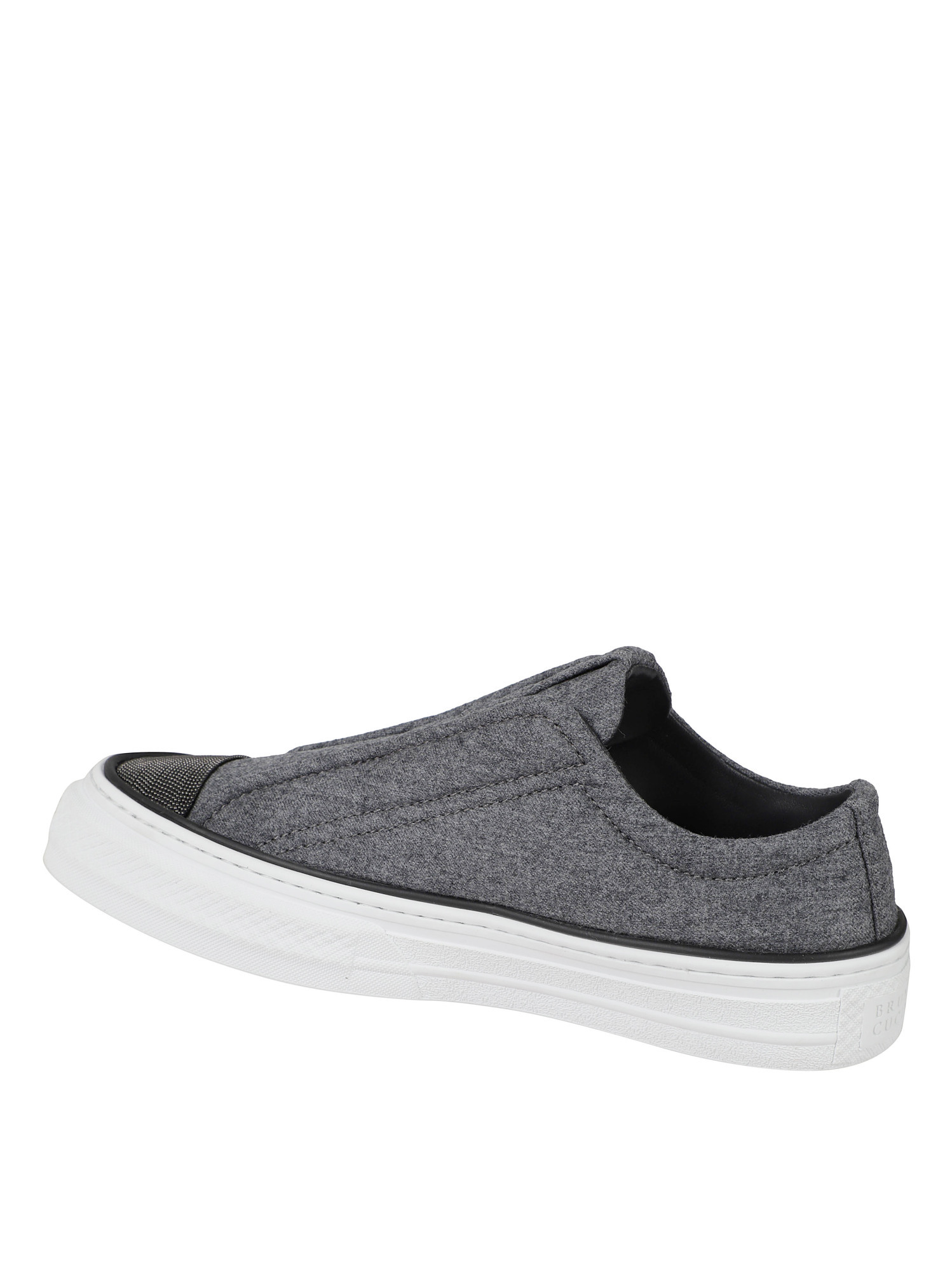 Brunello Cucinelli Round Toe Low Top Sneakers In Gray