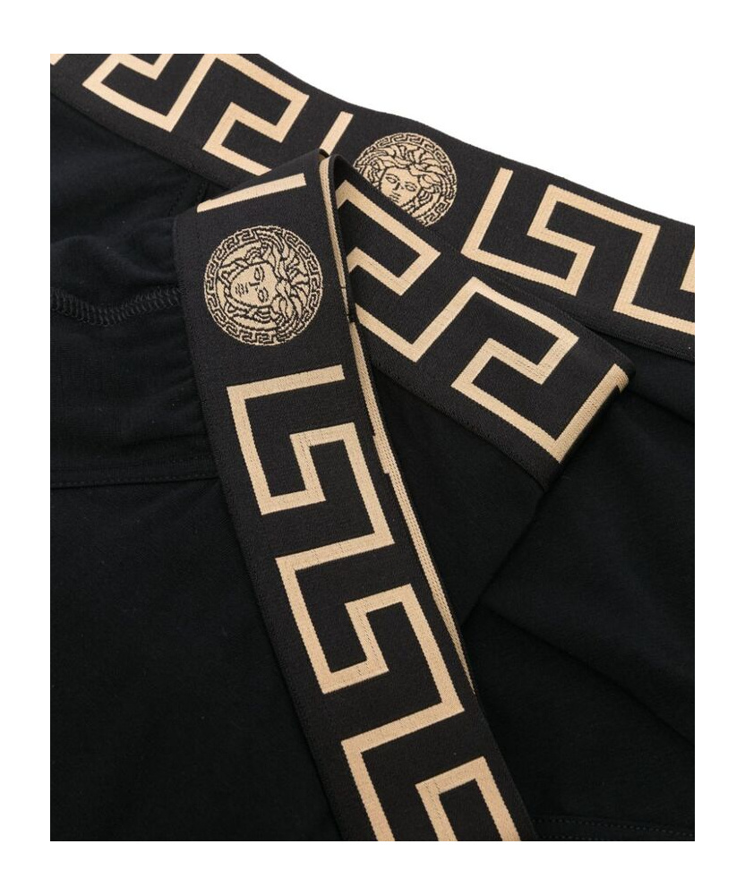 Versace Black Briefs With Elastic Waist With Medusa Print In Black