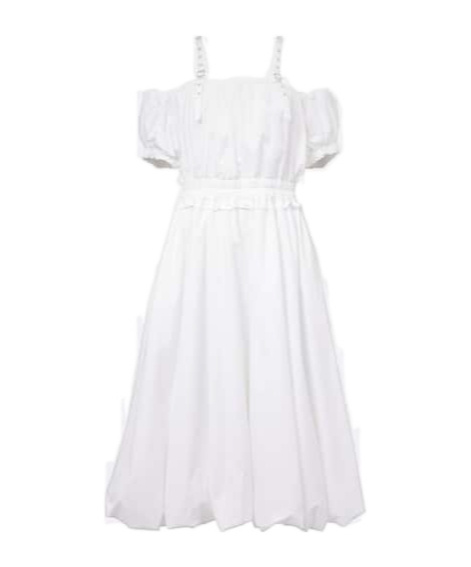Comme Des Garçons Off-shoulder Cotton Poplin Midi Dress In White