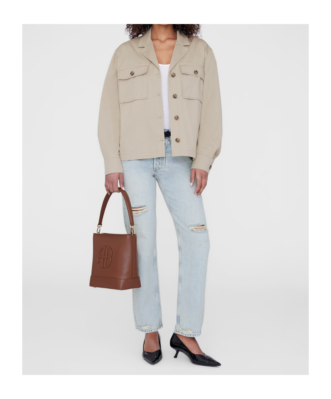 Shop Anine Bing Lili Bucket Bag In Cognac