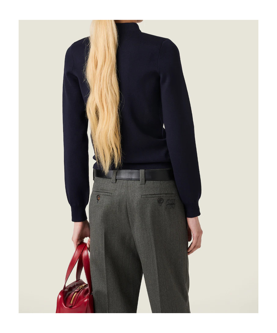 Miu Miu Wool Half-zipper Sweater In Blue