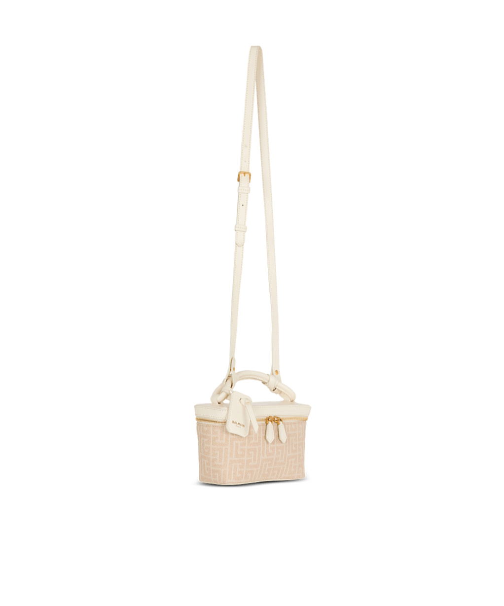 Balmain B-army Vanity Case In Monogrammed Canvas And Leather