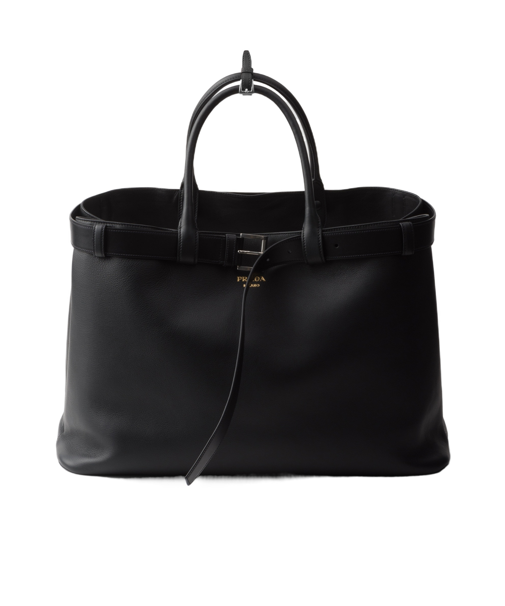 Prada Mittelgrosse Double Belt Handtasche In Black