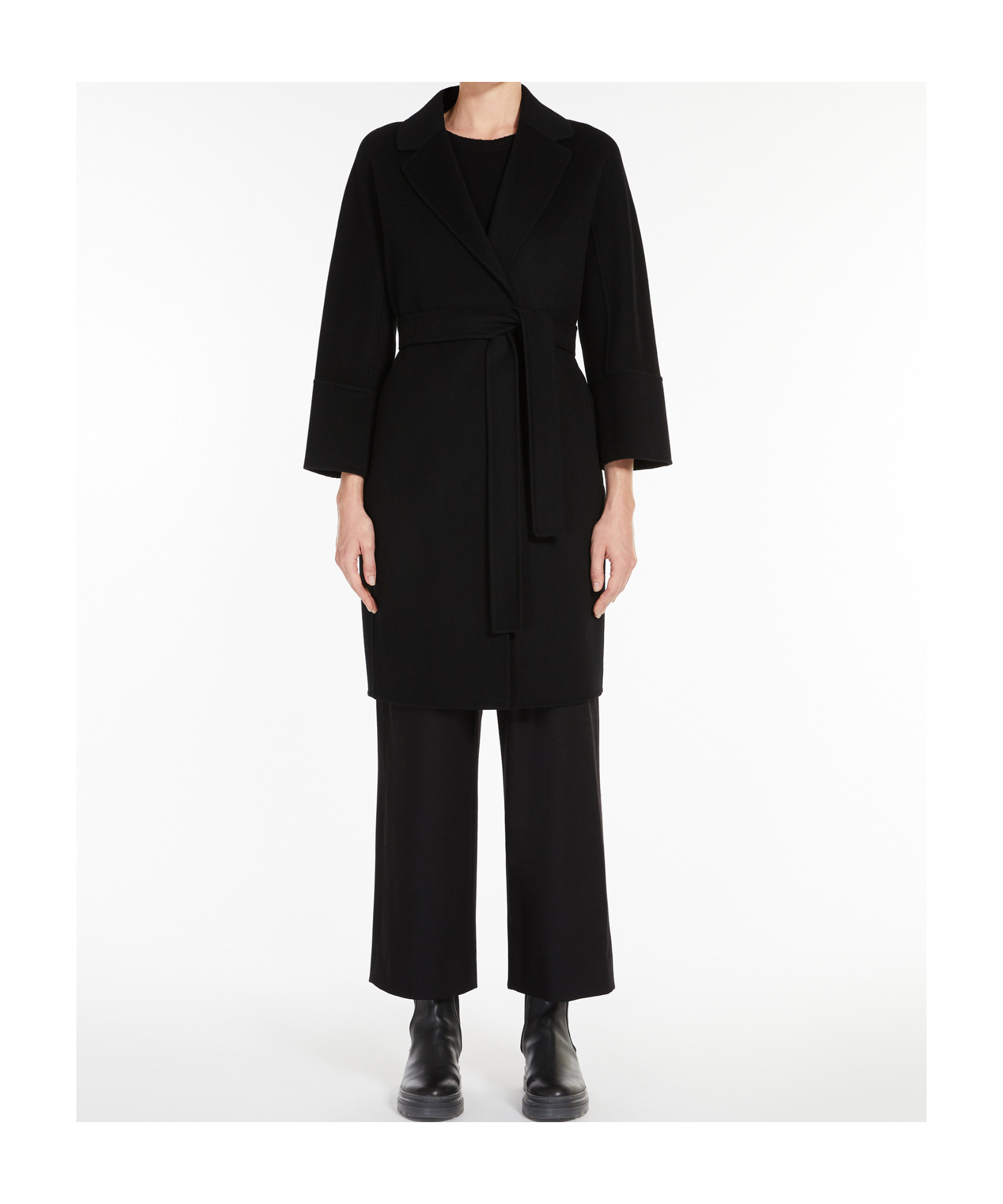 Max Mara Black Arona Double-faced Short Wool Coat In Green