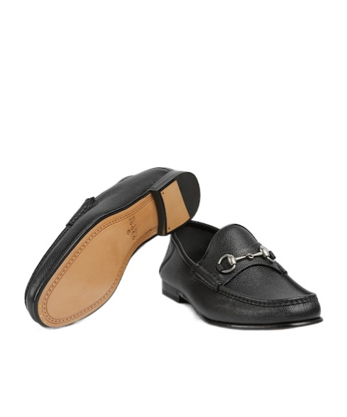 Gucci Men's Horsebit 1953 Grained Leather Bit Loafers In Black