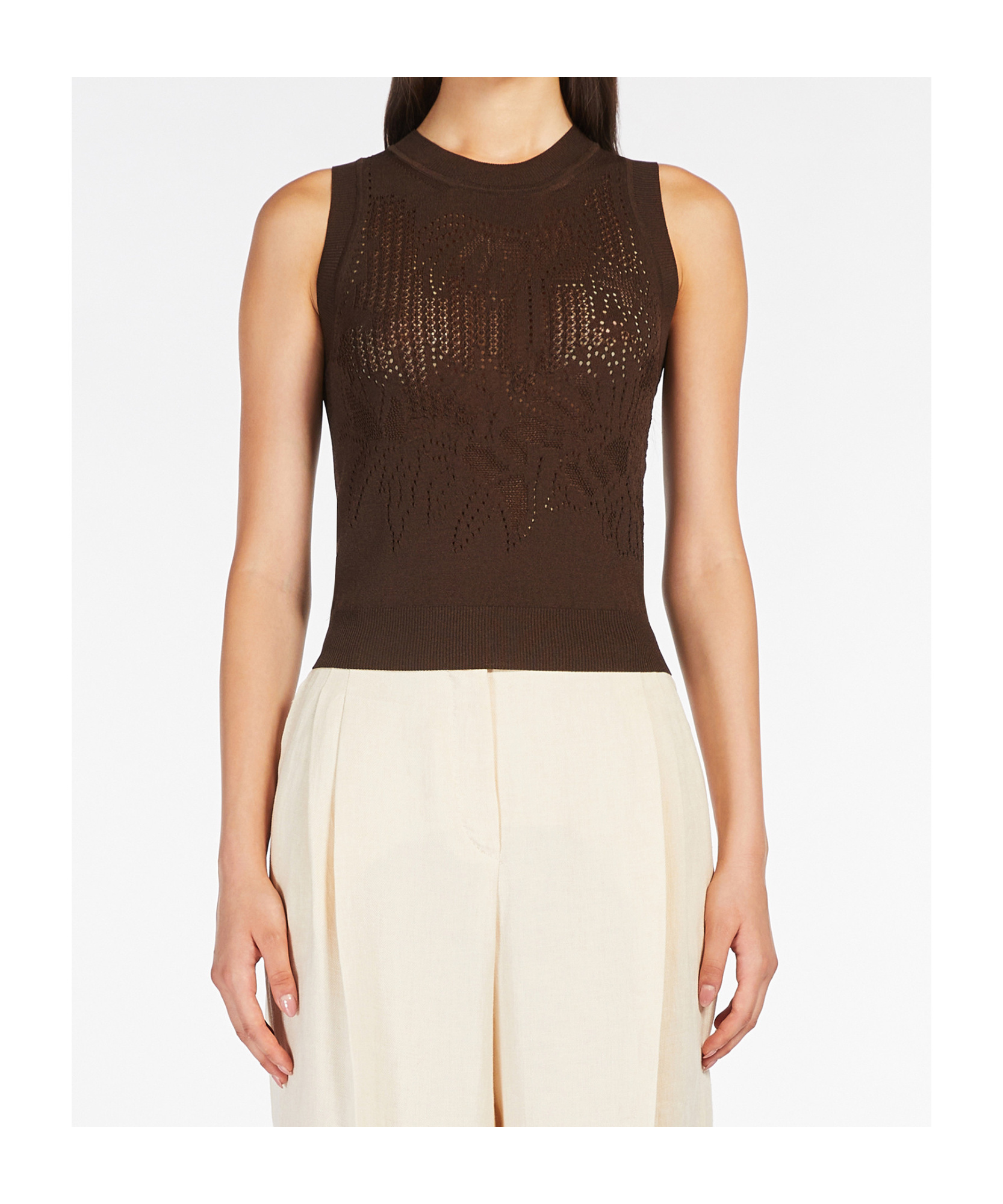 Max Mara Sleeveless Top In Brown