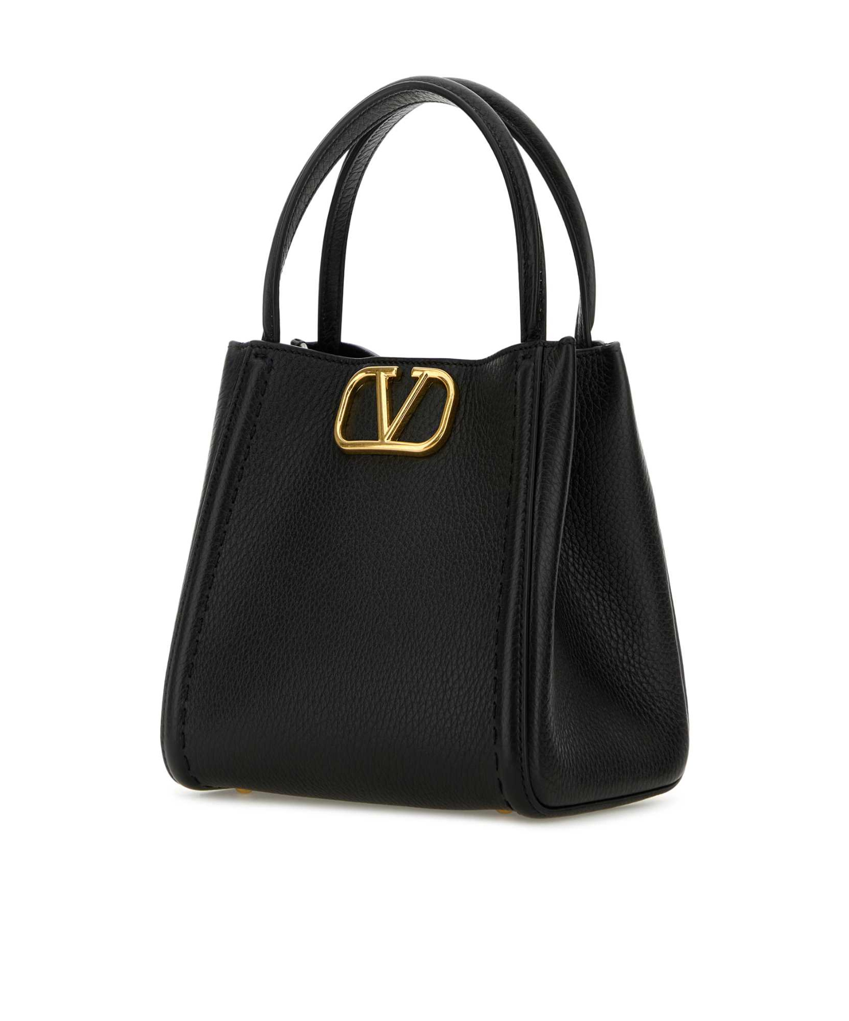 Valentino V Plaque Double Top Handle Tote In Black