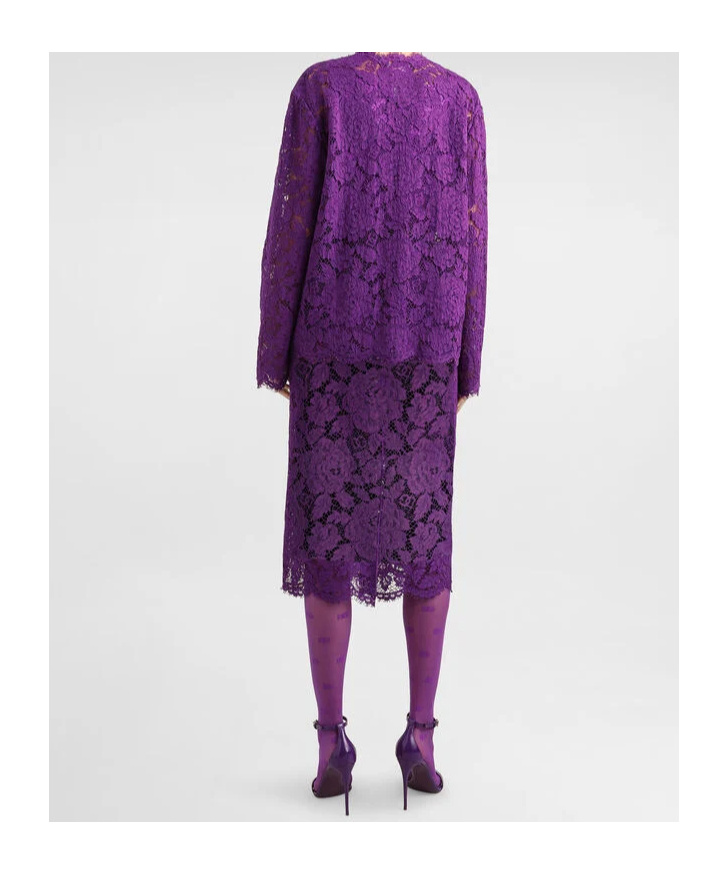 Dolce & Gabbana Lace-detailing Midi Skirt In Purple